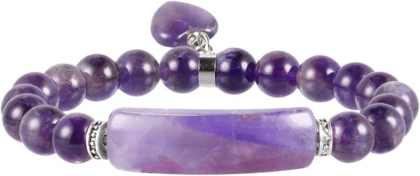 TUMBEELLUWA Healing Stone Bracelet 8mm Beads Chakra Crystal Energy Heart Charm Bracelet Handmade Jewelry for Women - Image 2