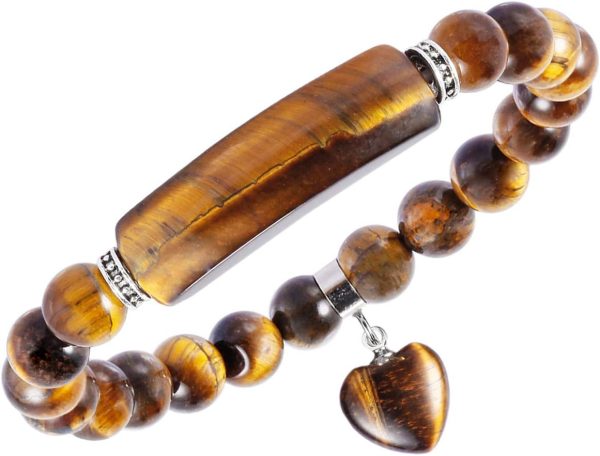 TUMBEELLUWA Healing Stone Bracelet 8mm Beads Chakra Crystal Energy Heart Charm Bracelet Handmade Jewelry for Women - Image 7