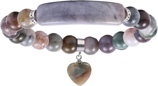 TUMBEELLUWA Healing Stone Bracelet 8mm Beads Chakra Crystal Energy Heart Charm Bracelet Handmade Jewelry for Women - Image 29
