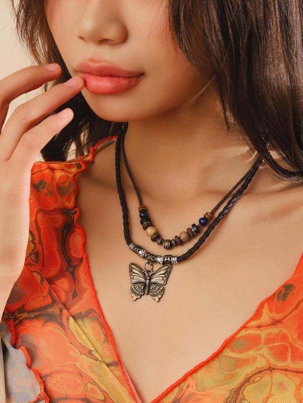 MINACHI Layered Boho Wood Bead Choker Necklace, Hollow Flower Charm, Personality Jewelry for Men and Women - Image 32