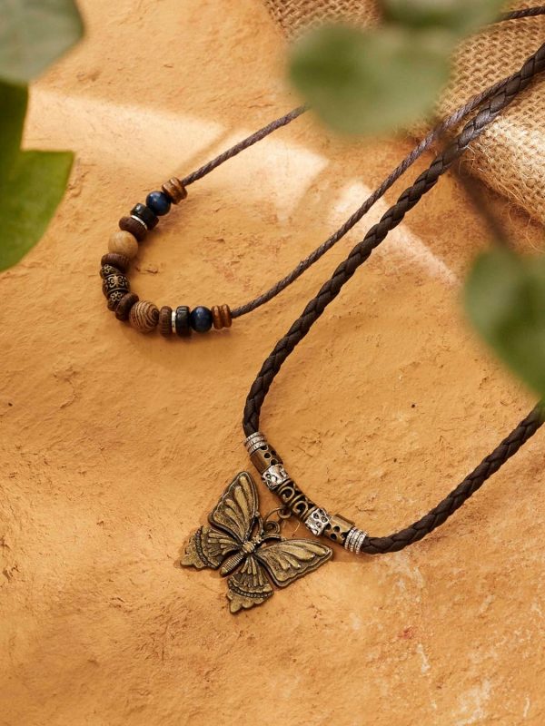MINACHI Layered Boho Wood Bead Choker Necklace, Hollow Flower Charm, Personality Jewelry for Men and Women - Image 33