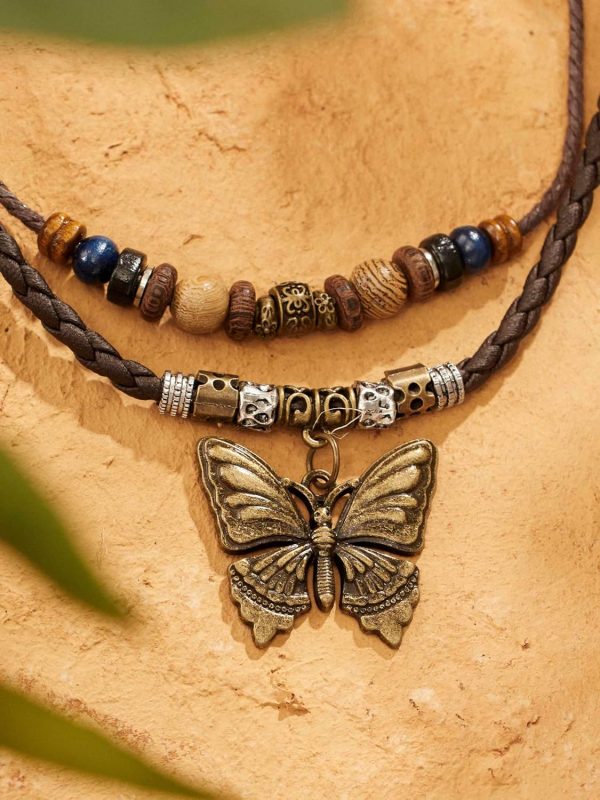 MINACHI Layered Boho Wood Bead Choker Necklace, Hollow Flower Charm, Personality Jewelry for Men and Women - Image 34