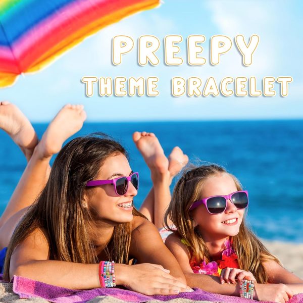 48 Pcs Surfer Heishi Bracelets Clay Beaded Bracelet Stackable Rainbow Friendship Preppy Bracelets Beach Summer Jewelry for Women - Image 19