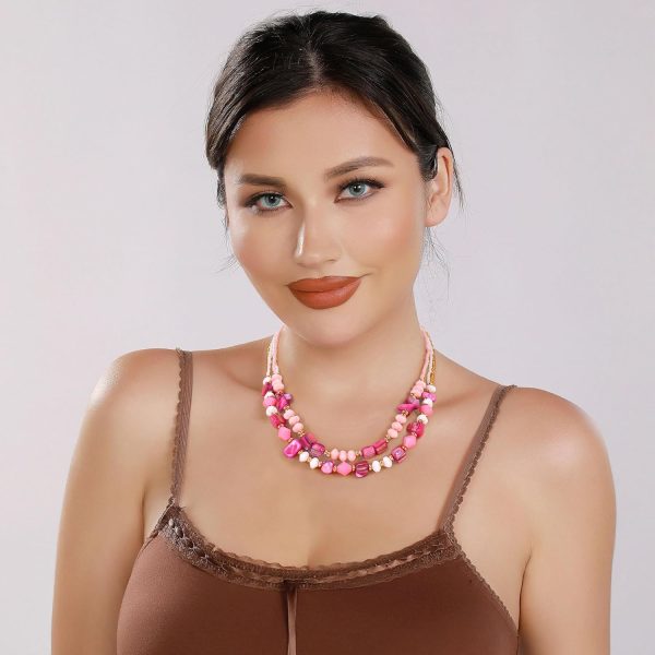 Coiris Layered Shell Beaded Necklaces for Women Handmade Boho Colored Bead Choker Necklace Holiday Style Costume Jewelry for Women - Image 9