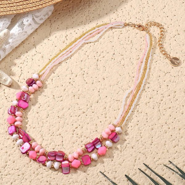 Coiris Layered Shell Beaded Necklaces for Women Handmade Boho Colored Bead Choker Necklace Holiday Style Costume Jewelry for Women - Image 10