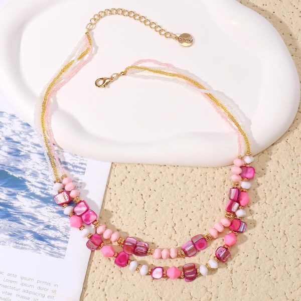 Coiris Layered Shell Beaded Necklaces for Women Handmade Boho Colored Bead Choker Necklace Holiday Style Costume Jewelry for Women - Image 11