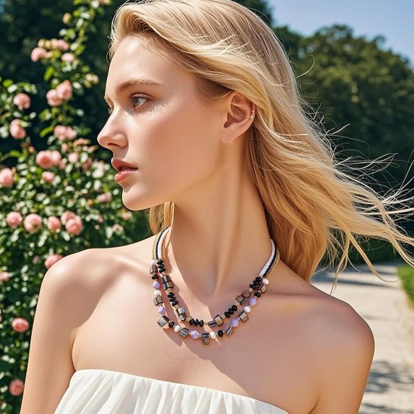 Coiris Layered Shell Beaded Necklaces for Women Handmade Boho Colored Bead Choker Necklace Holiday Style Costume Jewelry for Women - Image 14