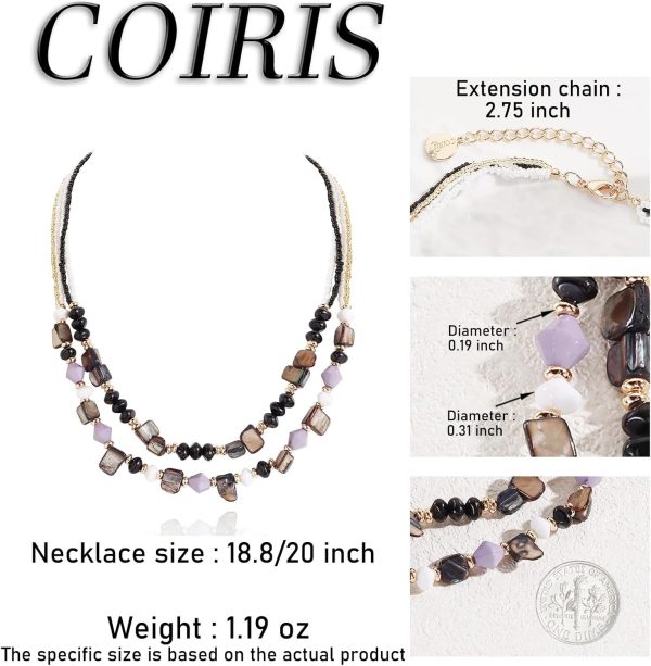 Coiris Layered Shell Beaded Necklaces for Women Handmade Boho Colored Bead Choker Necklace Holiday Style Costume Jewelry for Women - Image 18