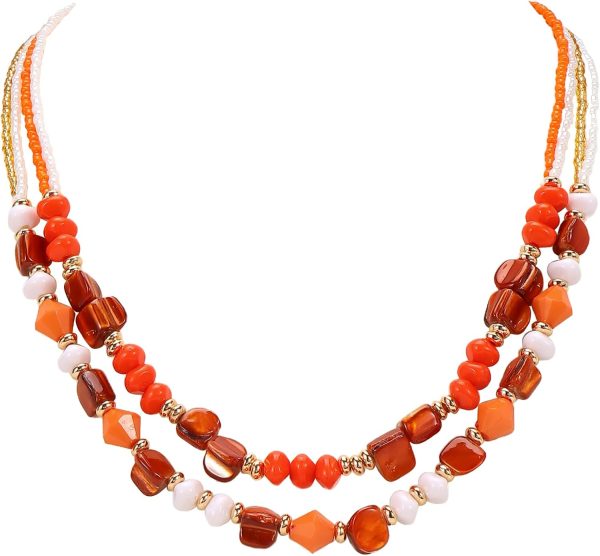 Coiris Layered Shell Beaded Necklaces for Women Handmade Boho Colored Bead Choker Necklace Holiday Style Costume Jewelry for Women - Image 19