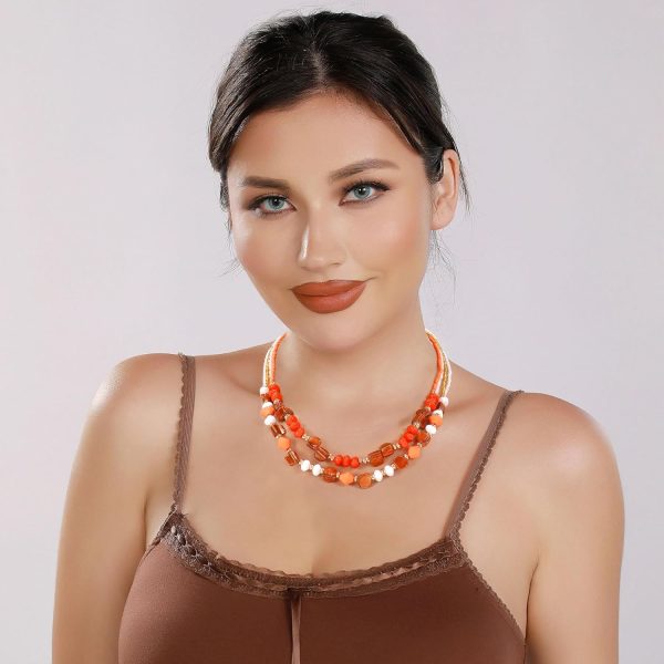 Coiris Layered Shell Beaded Necklaces for Women Handmade Boho Colored Bead Choker Necklace Holiday Style Costume Jewelry for Women - Image 21
