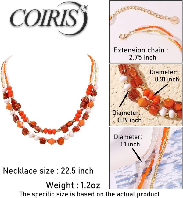 Coiris Layered Shell Beaded Necklaces for Women Handmade Boho Colored Bead Choker Necklace Holiday Style Costume Jewelry for Women - Image 24
