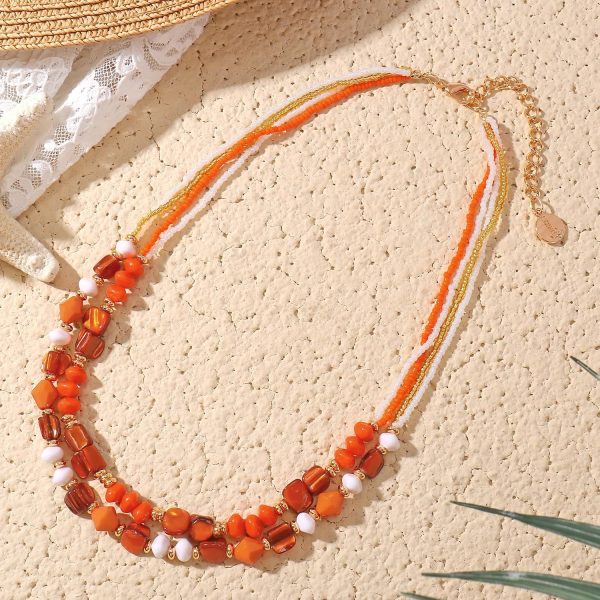Coiris Layered Shell Beaded Necklaces for Women Handmade Boho Colored Bead Choker Necklace Holiday Style Costume Jewelry for Women - Image 25