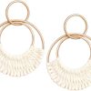 Raffia Hoop Earrings for Women Fun Boho Summer Beach Earrings Lightweight Handmade Straw Wicker Rattan Dangle Earrings Statement Geometric Round Drop Earrings