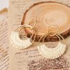 Raffia Hoop Earrings for Women Fun Boho Summer Beach Earrings Lightweight Handmade Straw Wicker Rattan Dangle Earrings Statement Geometric Round Drop Earrings - Image 3