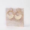 Raffia Hoop Earrings for Women Fun Boho Summer Beach Earrings Lightweight Handmade Straw Wicker Rattan Dangle Earrings Statement Geometric Round Drop Earrings - Image 4