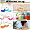 Raffia Hoop Earrings for Women Fun Boho Summer Beach Earrings Lightweight Handmade Straw Wicker Rattan Dangle Earrings Statement Geometric Round Drop Earrings - Image 6