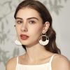Raffia Hoop Earrings for Women Fun Boho Summer Beach Earrings Lightweight Handmade Straw Wicker Rattan Dangle Earrings Statement Geometric Round Drop Earrings - Image 7