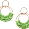 Raffia Hoop Earrings for Women Fun Boho Summer Beach Earrings Lightweight Handmade Straw Wicker Rattan Dangle Earrings Statement Geometric Round Drop Earrings - Image 8