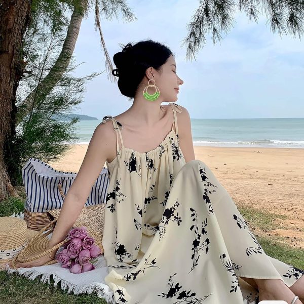 Raffia Hoop Earrings for Women Fun Boho Summer Beach Earrings Lightweight Handmade Straw Wicker Rattan Dangle Earrings Statement Geometric Round Drop Earrings - Image 12