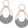Raffia Hoop Earrings for Women Fun Boho Summer Beach Earrings Lightweight Handmade Straw Wicker Rattan Dangle Earrings Statement Geometric Round Drop Earrings - Image 13