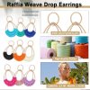 Raffia Hoop Earrings for Women Fun Boho Summer Beach Earrings Lightweight Handmade Straw Wicker Rattan Dangle Earrings Statement Geometric Round Drop Earrings - Image 18