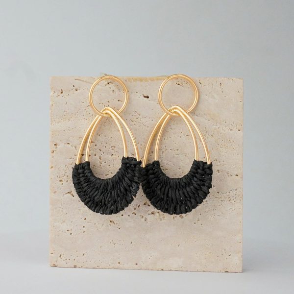 Raffia Hoop Earrings for Women Fun Boho Summer Beach Earrings Lightweight Handmade Straw Wicker Rattan Dangle Earrings Statement Geometric Round Drop Earrings - Image 22