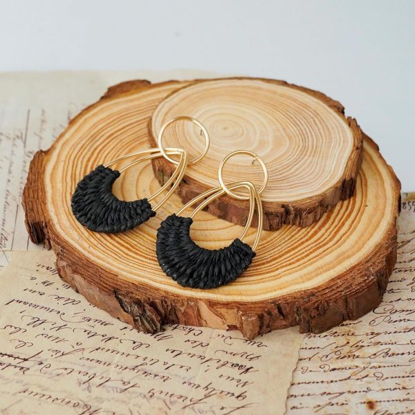 Raffia Hoop Earrings for Women Fun Boho Summer Beach Earrings Lightweight Handmade Straw Wicker Rattan Dangle Earrings Statement Geometric Round Drop Earrings - Image 23