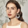 Raffia Hoop Earrings for Women Fun Boho Summer Beach Earrings Lightweight Handmade Straw Wicker Rattan Dangle Earrings Statement Geometric Round Drop Earrings - Image 30