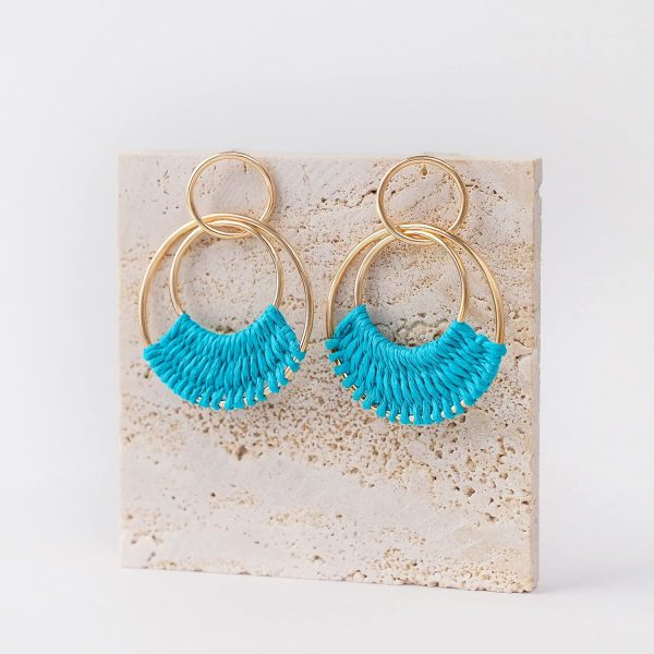 Raffia Hoop Earrings for Women Fun Boho Summer Beach Earrings Lightweight Handmade Straw Wicker Rattan Dangle Earrings Statement Geometric Round Drop Earrings - Image 33