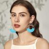 Raffia Hoop Earrings for Women Fun Boho Summer Beach Earrings Lightweight Handmade Straw Wicker Rattan Dangle Earrings Statement Geometric Round Drop Earrings - Image 35