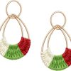 Raffia Hoop Earrings for Women Fun Boho Summer Beach Earrings Lightweight Handmade Straw Wicker Rattan Dangle Earrings Statement Geometric Round Drop Earrings - Image 36