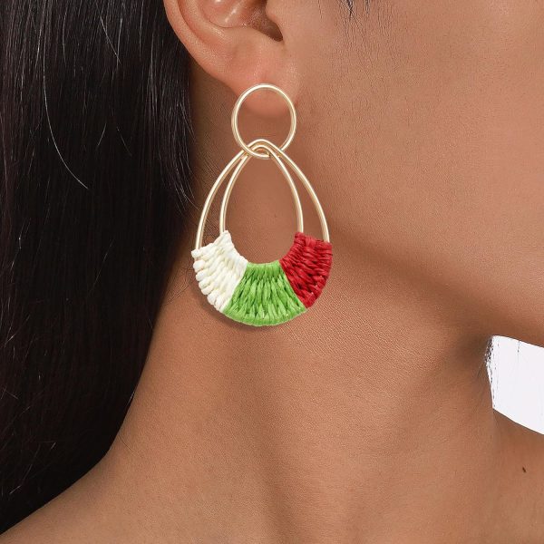 Raffia Hoop Earrings for Women Fun Boho Summer Beach Earrings Lightweight Handmade Straw Wicker Rattan Dangle Earrings Statement Geometric Round Drop Earrings - Image 38