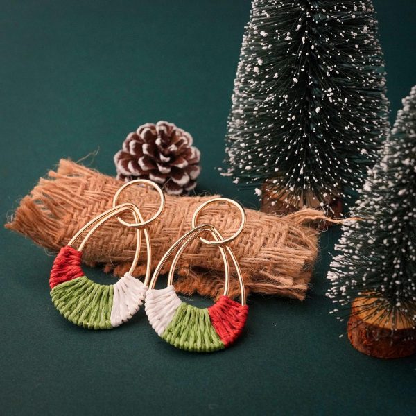 Raffia Hoop Earrings for Women Fun Boho Summer Beach Earrings Lightweight Handmade Straw Wicker Rattan Dangle Earrings Statement Geometric Round Drop Earrings - Image 43