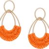 Raffia Hoop Earrings for Women Fun Boho Summer Beach Earrings Lightweight Handmade Straw Wicker Rattan Dangle Earrings Statement Geometric Round Drop Earrings - Image 44