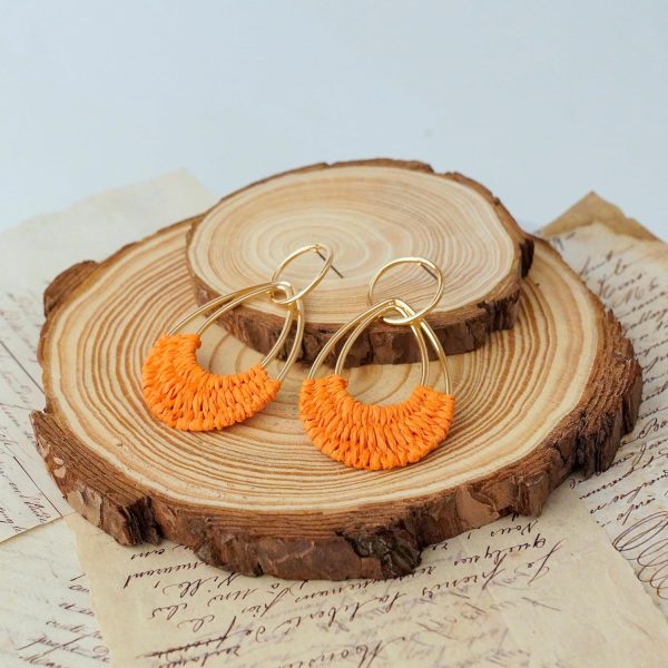Raffia Hoop Earrings for Women Fun Boho Summer Beach Earrings Lightweight Handmade Straw Wicker Rattan Dangle Earrings Statement Geometric Round Drop Earrings - Image 47
