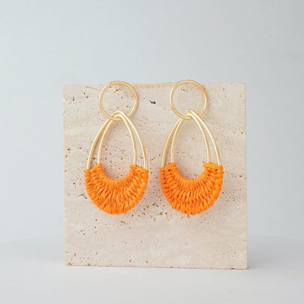 Raffia Hoop Earrings for Women Fun Boho Summer Beach Earrings Lightweight Handmade Straw Wicker Rattan Dangle Earrings Statement Geometric Round Drop Earrings - Image 48