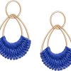 Raffia Hoop Earrings for Women Fun Boho Summer Beach Earrings Lightweight Handmade Straw Wicker Rattan Dangle Earrings Statement Geometric Round Drop Earrings - Image 49