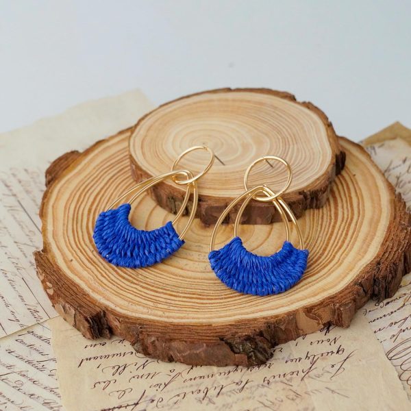 Raffia Hoop Earrings for Women Fun Boho Summer Beach Earrings Lightweight Handmade Straw Wicker Rattan Dangle Earrings Statement Geometric Round Drop Earrings - Image 52