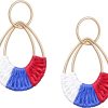 Raffia Hoop Earrings for Women Fun Boho Summer Beach Earrings Lightweight Handmade Straw Wicker Rattan Dangle Earrings Statement Geometric Round Drop Earrings - Image 60
