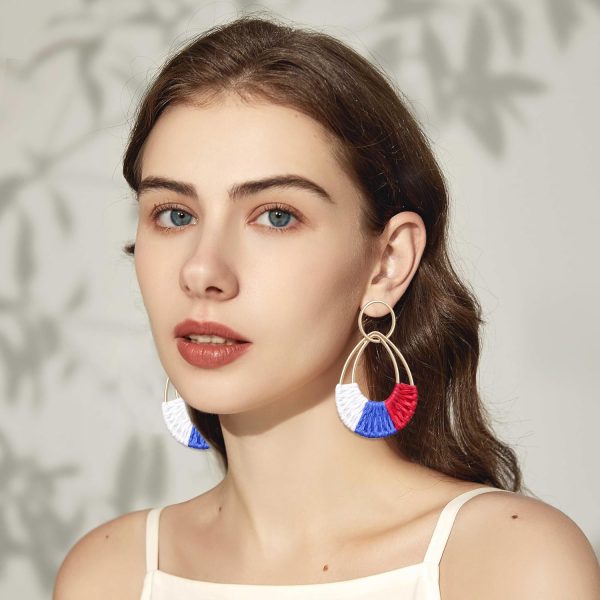Raffia Hoop Earrings for Women Fun Boho Summer Beach Earrings Lightweight Handmade Straw Wicker Rattan Dangle Earrings Statement Geometric Round Drop Earrings - Image 67