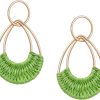 Raffia Hoop Earrings for Women Fun Boho Summer Beach Earrings Lightweight Handmade Straw Wicker Rattan Dangle Earrings Statement Geometric Round Drop Earrings - Image 68