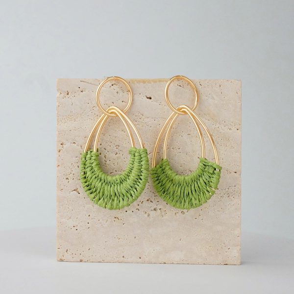 Raffia Hoop Earrings for Women Fun Boho Summer Beach Earrings Lightweight Handmade Straw Wicker Rattan Dangle Earrings Statement Geometric Round Drop Earrings - Image 71