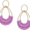 Raffia Hoop Earrings for Women Fun Boho Summer Beach Earrings Lightweight Handmade Straw Wicker Rattan Dangle Earrings Statement Geometric Round Drop Earrings - Image 73