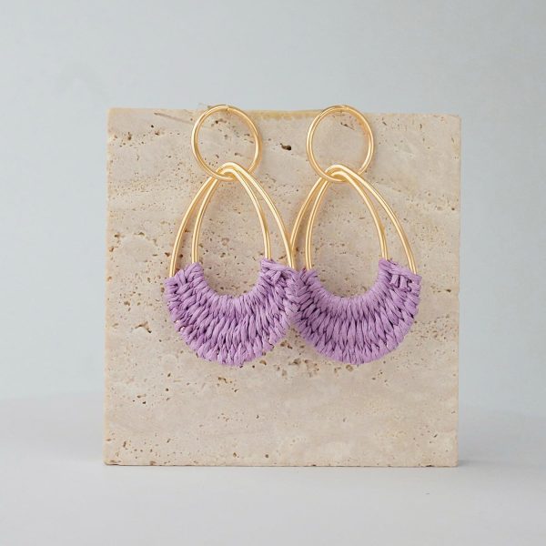 Raffia Hoop Earrings for Women Fun Boho Summer Beach Earrings Lightweight Handmade Straw Wicker Rattan Dangle Earrings Statement Geometric Round Drop Earrings - Image 77
