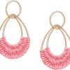 Raffia Hoop Earrings for Women Fun Boho Summer Beach Earrings Lightweight Handmade Straw Wicker Rattan Dangle Earrings Statement Geometric Round Drop Earrings - Image 78