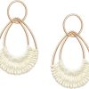 Raffia Hoop Earrings for Women Fun Boho Summer Beach Earrings Lightweight Handmade Straw Wicker Rattan Dangle Earrings Statement Geometric Round Drop Earrings - Image 83