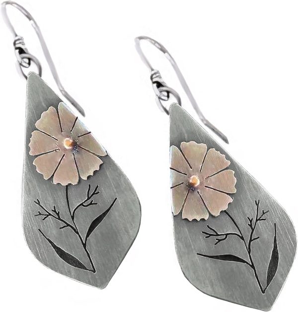 Boho Earrings, Statement Earrings, Teardrop Sunflower Earrings, Dangle Ethnic Earrings for Women, Handmade Bohemian Trendy Boho Vintage Jewelry - Image 5