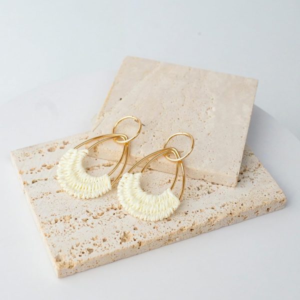 Raffia Hoop Earrings for Women Fun Boho Summer Beach Earrings Lightweight Handmade Straw Wicker Rattan Dangle Earrings Statement Geometric Round Drop Earrings - Image 86