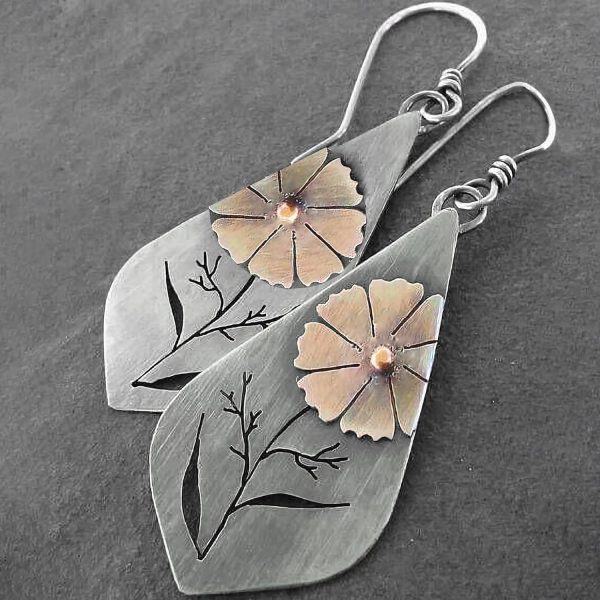 Boho Earrings, Statement Earrings, Teardrop Sunflower Earrings, Dangle Ethnic Earrings for Women, Handmade Bohemian Trendy Boho Vintage Jewelry - Image 6