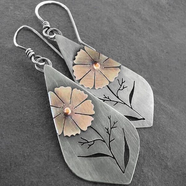 Boho Earrings, Statement Earrings, Teardrop Sunflower Earrings, Dangle Ethnic Earrings for Women, Handmade Bohemian Trendy Boho Vintage Jewelry - Image 7